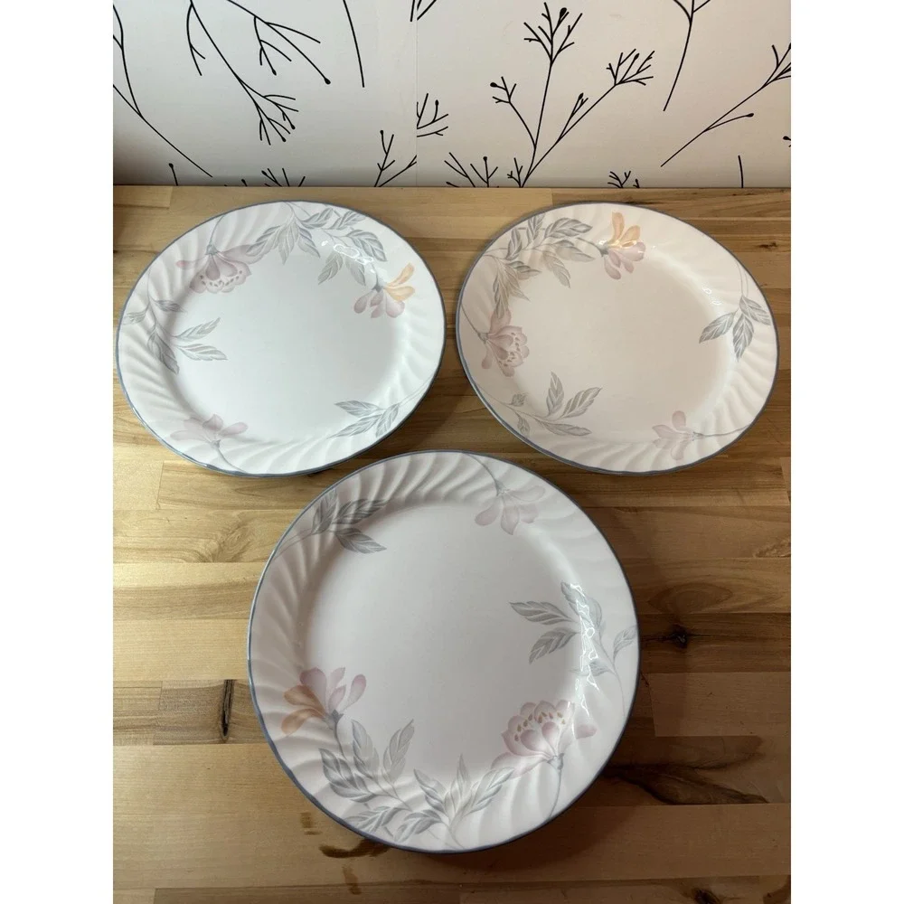 Pink Trio Pattern Corelle by Corning Dinner Plates Set of 7, 10